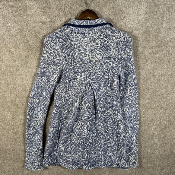 Angel Of The North Jacket Womens XS Blue White Wool Linen Paisley Blazer Knit - Picture 9 of 10